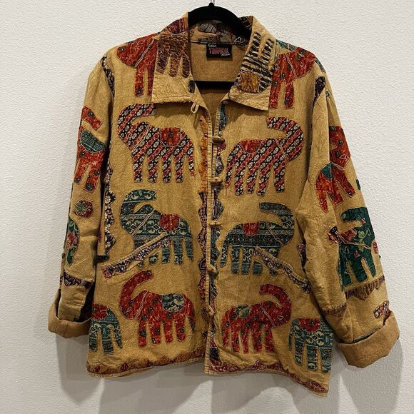 VTG Style L/XL  Indian Tropical Fashion Smock Boho Hippie Patchwork Ethnic Top - Picture 1 of 6